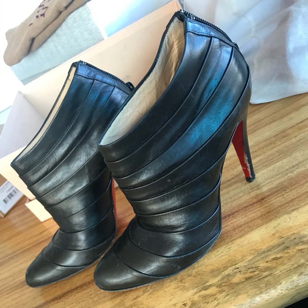 Christian Louboutin Black Leather Booties